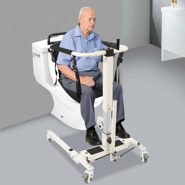 Forflytningsstol - Transferstol - Justerbar højde 35–70 cm - Til kropsbredde under 47 cm - Hvid