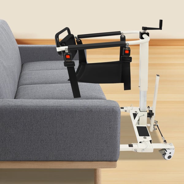 Forflytningsstol - Transferstol - Justerbar højde 35–70 cm - Til kropsbredde under 47 cm - Hvid