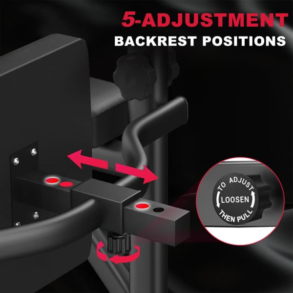 Power Tower - Pull Up & Dip Station - Højde 183–233 cm - 10 niveauer - Belastning 150 kg - 101×93×234 cm - Stålramme - Sort