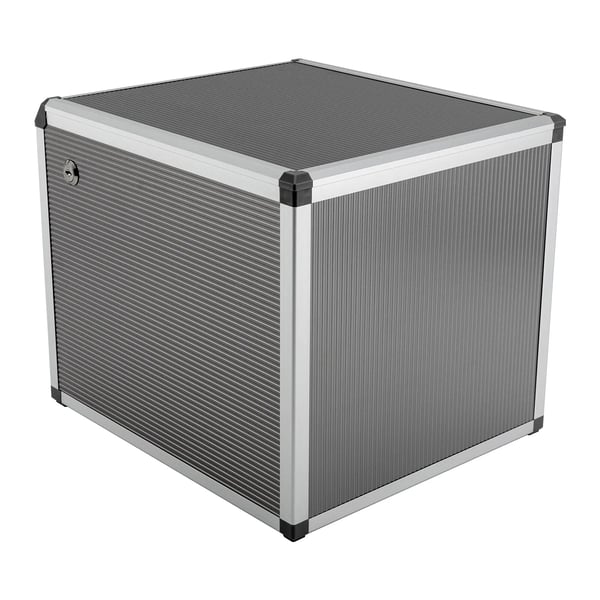 Skrivebordsopbevaring - Bordmodul med 4 skuffer - Aluminium & MDF - Mål 31,5×35×29,8 cm - Skuffehøjder 5/5/5/10 cm - Samling påkrævet - Sølv