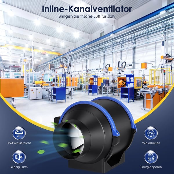 Kanalventilator - Inline rørventilator 150 mm - Justerbar hastighed - Fjernbetjening - 220V EU - CE-godkendt - Badeværelse/Toilet - Sort