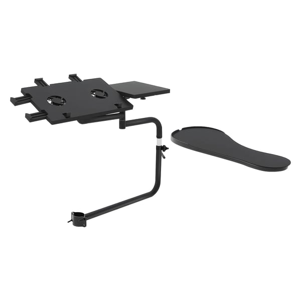Laptopstativ - Med tangentbordsbricka och musplatta - 42–60 cm Höjdjusterbart - 360° Vridbart - Metallram - Bricka 35×22,5–41×27,5 cm - Svart