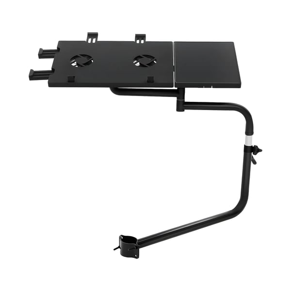 Laptopstander - Med tastaturbakke og museplade - Højdejusterbar 42–60 cm - 360° Drejbar - Metalramme - Bakke 35×22,5–41×27,5 cm - Sort