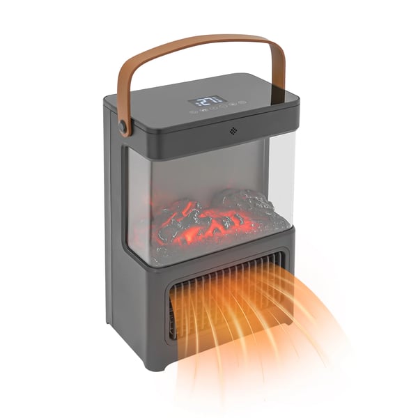 Elektrisk pejsvarmer - Fritstående - 2000 W - 3 tilstande - Fjernbetjening & touchskærm - LED 3D flammeeffekt - 12 t timer - 3 s hurtig varme - sort