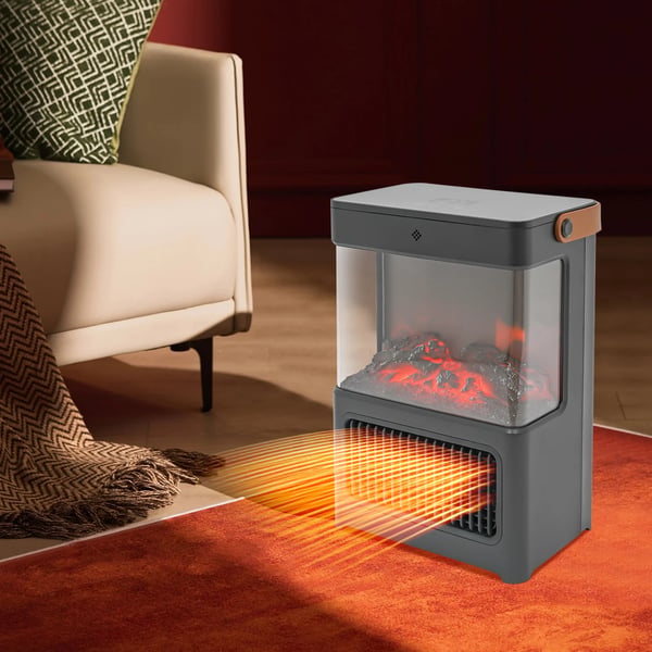 Elektrisk pejsvarmer - Fritstående - 2000 W - 3 tilstande - Fjernbetjening & touchskærm - LED 3D flammeeffekt - 12 t timer - 3 s hurtig varme - sort