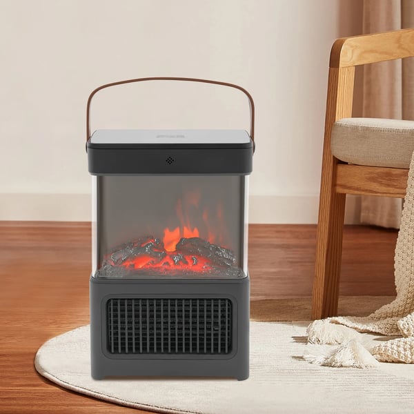 Elektrisk pejsvarmer - Fritstående - 2000 W - 3 tilstande - Fjernbetjening & touchskærm - LED 3D flammeeffekt - 12 t timer - 3 s hurtig varme - sort