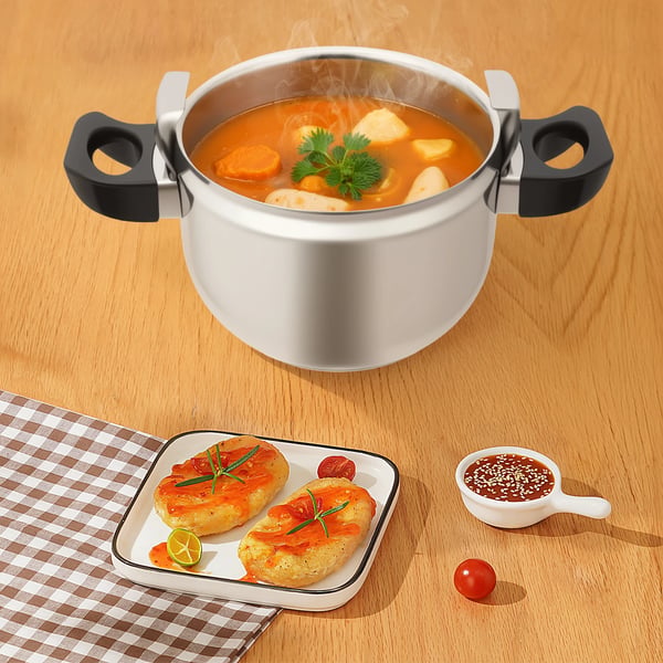 Kommerciel trykkoger - 7 l - Rustfrit stål 201 - Kraftig - Hurtig tilberedning - Restaurantkvalitet - Orange