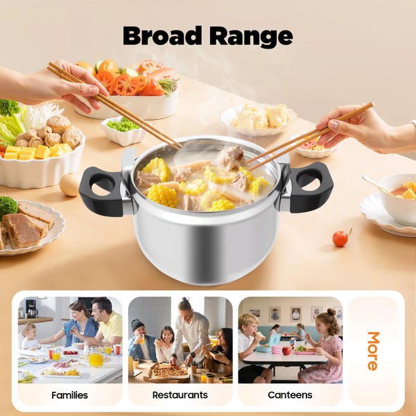 Kommerciel trykkoger - 7 l - Rustfrit stål 201 - Kraftig - Hurtig tilberedning - Restaurantkvalitet - Orange