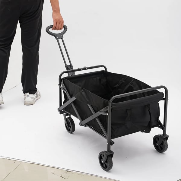 Sammenklappelig vogn - Transport-/trækvogn - Ultralet - 12,7 cm gummihjul - Kompakt opbevaring - Til udendørs, picnic & marked - Grøn