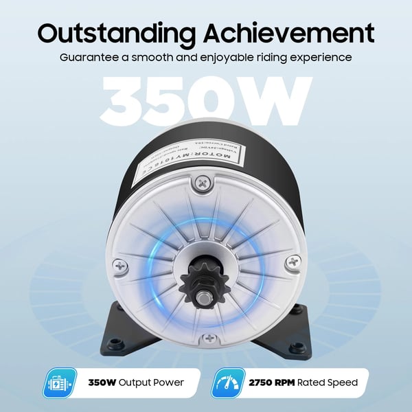 Elmotor - 350 W børstet motor - 2750 omdr./min - Lang levetid - Til el-løbehjul & elcykel - Gokart & mobilitetsscooter - Grå