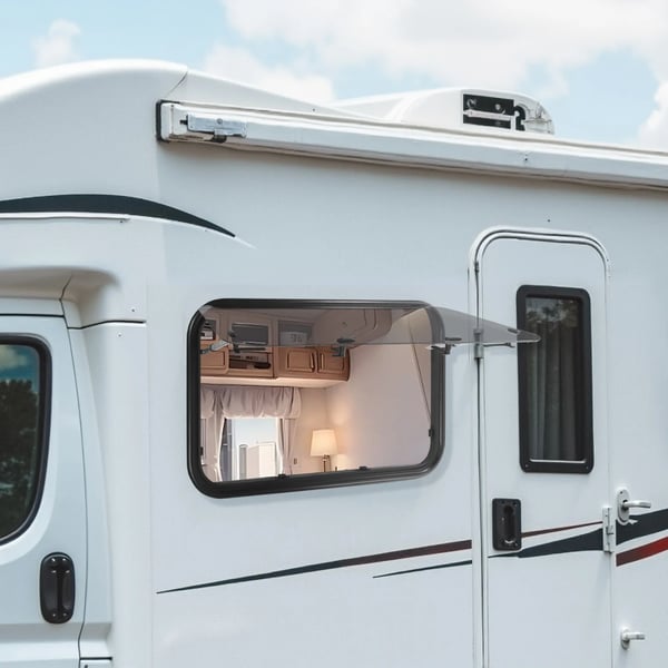 Autocamper/Campingvogn Vindue - Udslåeligt Sidevindue - 90 x 55 cm - 65° Åbning - Insektnet - Hærdet Glas, Aluminium - Sort