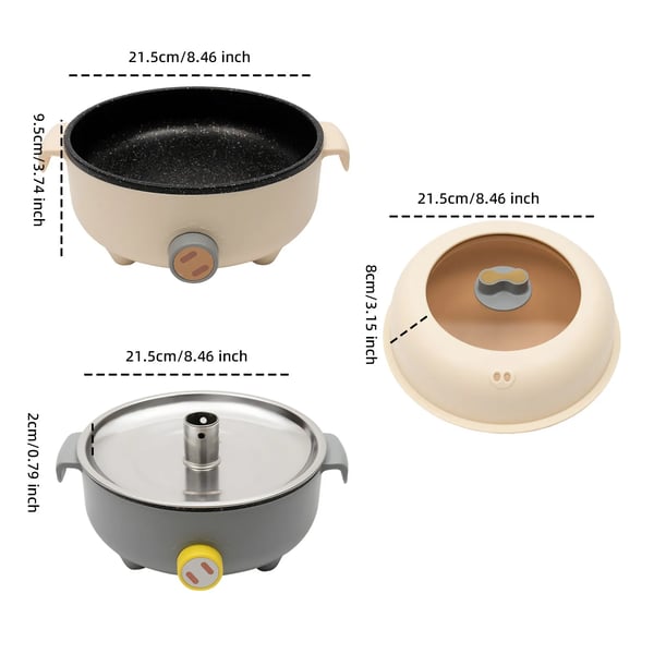 Elektrisk dampkoger & hot pot - Dobbeltkoger 1,5 l - 2-lags dampindsats - Indergryde i rustfrit stål - PP-kabinet - Drejeknap - Bærbar