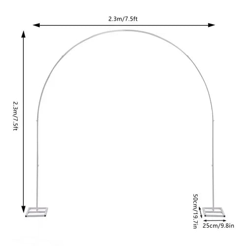 Bryllupsbue - Metal ballonbue stativ - 2,3 m højde & bredde - Jern, pulverlakeret - Bæreevne 4–5 kg - Fod 25×50 cm - Hvid