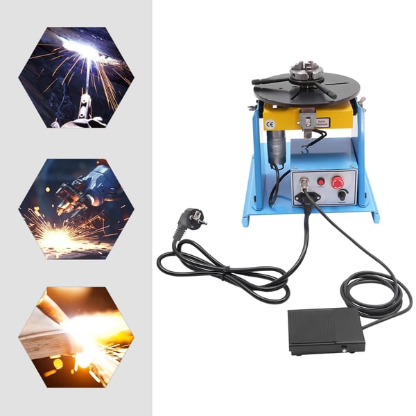 Roterende svejsepositioner - Svejsedrejeskive - 20 W - 0–90° Hældning - K01‑63 3-bakke chuck - Til separation, slibning og montering