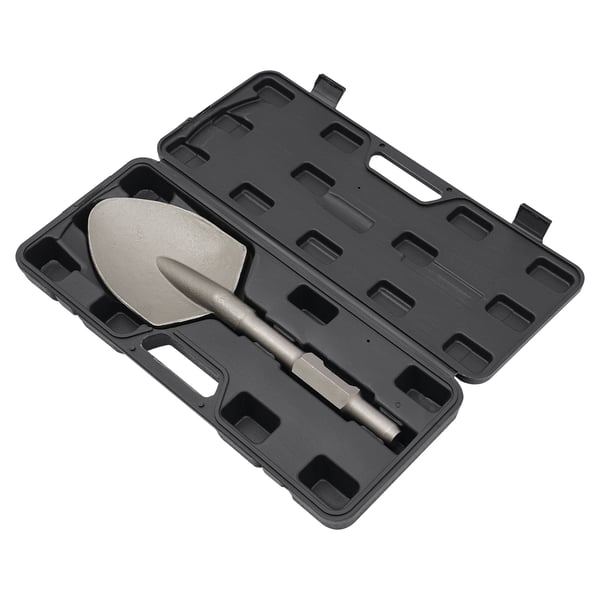 Spadmejsel för elektrisk bilningshammare - Lerspade - 44 x 13,5 cm - 40Cr stål - Härdad & polerad - Silver