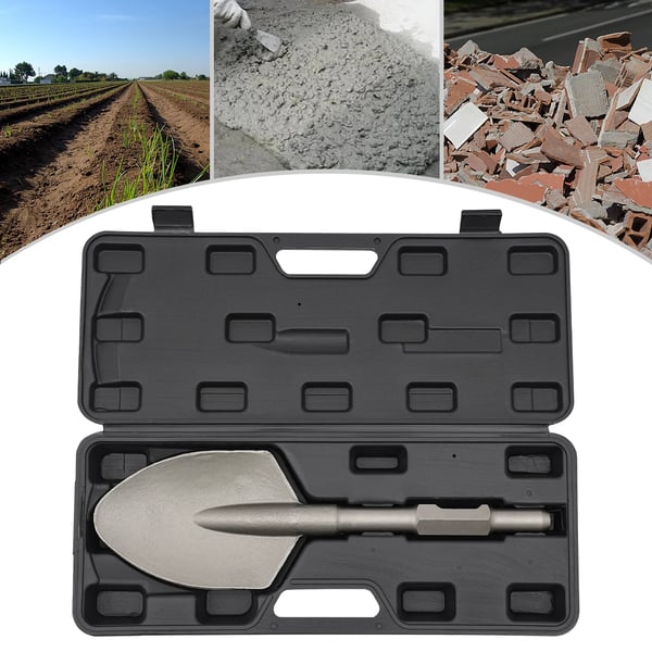 Spadmejsel för elektrisk bilningshammare - Lerspade - 44 x 13,5 cm - 40Cr stål - Härdad & polerad - Silver
