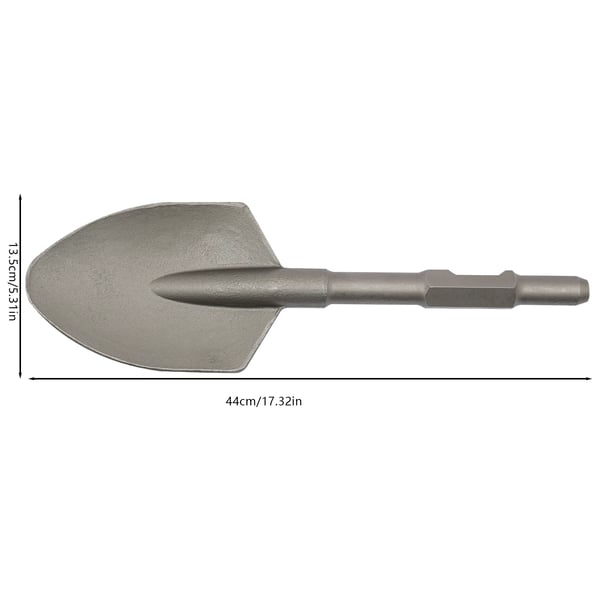 Spadmejsel för elektrisk bilningshammare - Lerspade - 44 x 13,5 cm - 40Cr stål - Härdad & polerad - Silver