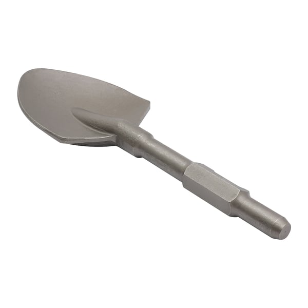 Spadmejsel för elektrisk bilningshammare - Lerspade - 44 x 13,5 cm - 40Cr stål - Härdad & polerad - Silver
