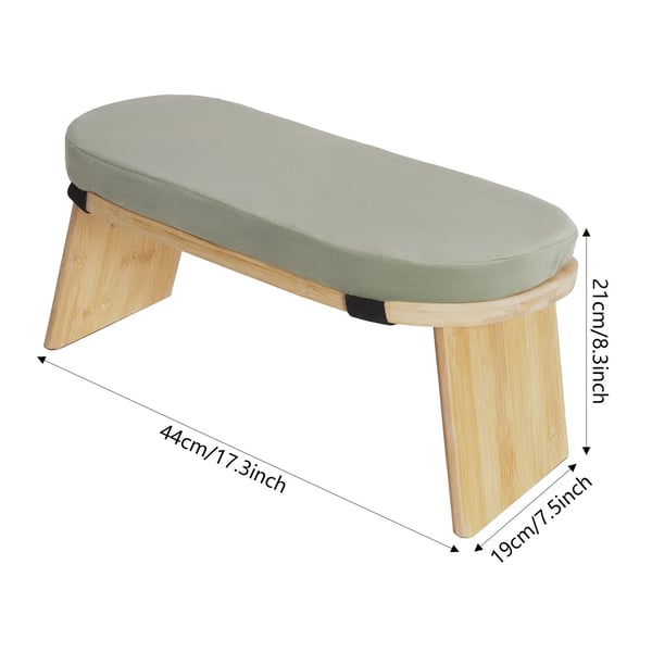 Bambus meditationsbænk - Sammenklappelig skammel - Ergonomisk - Fløjlspude - Max belastning 180 kg - Samling påkrævet - Til yoga og meditation