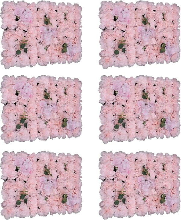 Kunstig blomster-vægpanel - Vægmåtte - Skum-blomsterhoveder - Til bryllupsbaggrund, indendørs - Størrelse 40 x 60 cm - Pink