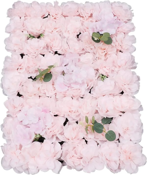 Kunstig blomster-vægpanel - Vægmåtte - Skum-blomsterhoveder - Til bryllupsbaggrund, indendørs - Størrelse 40 x 60 cm - Pink