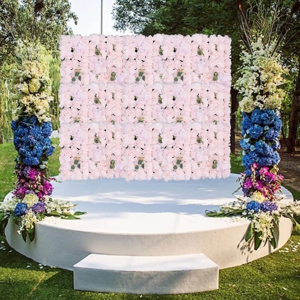 Kunstig blomster-vægpanel - Vægmåtte - Skum-blomsterhoveder - Til bryllupsbaggrund, indendørs - Størrelse 40 x 60 cm - Pink