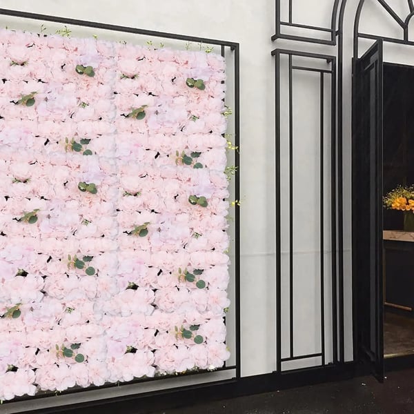 Kunstig blomster-vægpanel - Vægmåtte - Skum-blomsterhoveder - Til bryllupsbaggrund, indendørs - Størrelse 40 x 60 cm - Pink
