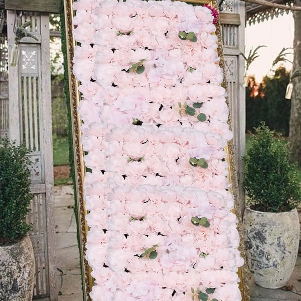 Kunstig blomster-vægpanel - Vægmåtte - Skum-blomsterhoveder - Til bryllupsbaggrund, indendørs - Størrelse 40 x 60 cm - Pink