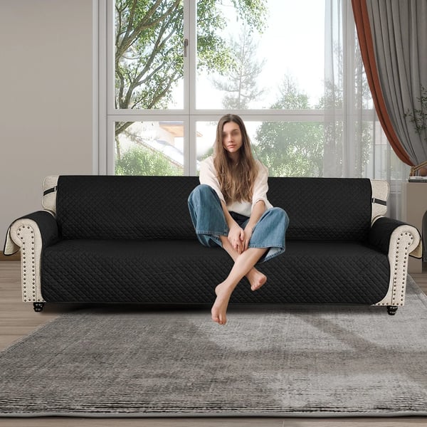 Sofahynde - 4‑personers - Skridsikker - 100% Polyester - Nonwoven - Ensfarvet - Sort