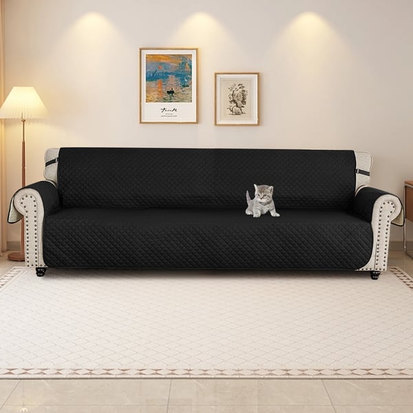 Sofahynde - 4‑personers - Skridsikker - 100% Polyester - Nonwoven - Ensfarvet - Sort