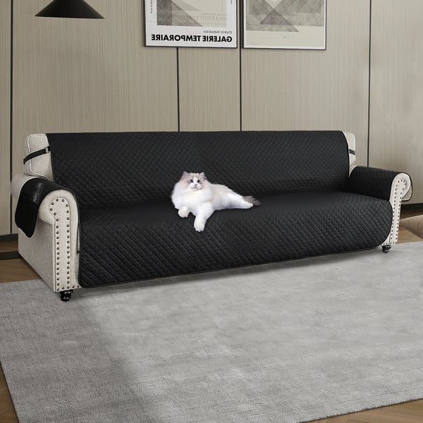 Sofahynde - 4‑personers - Skridsikker - 100% Polyester - Nonwoven - Ensfarvet - Sort