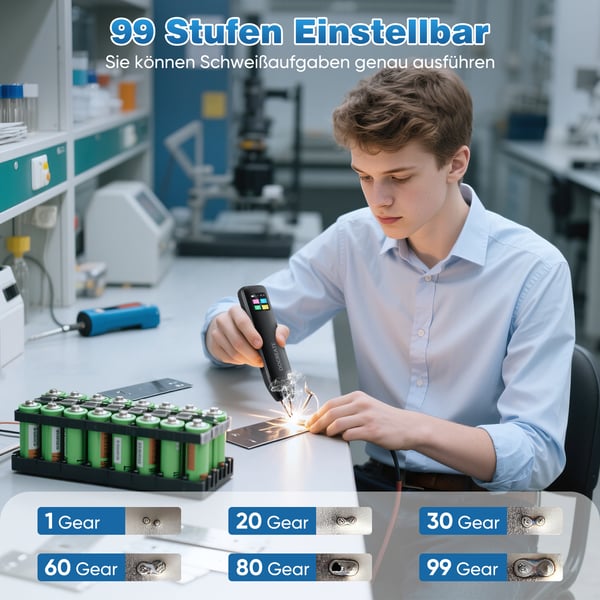Batteripunktsvejser - Håndholdt - Automatisk/Manuel Tilstand - 99 Justerbare Niveauer - LED-Display - Til Batteripakker - Sort