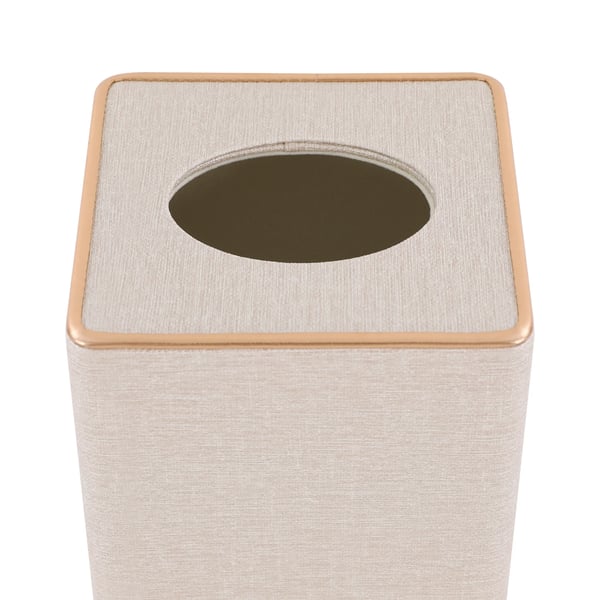 Vævsboks & Vævsholder - Bordmodel - Firkantet - Magnetisk bund - 13,5 x 13,5 x 14,5 cm - PU/MDF/Fløjl - Off-white