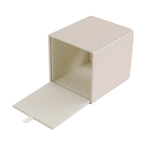 Vævsboks & Vævsholder - Bordmodel - Firkantet - Magnetisk bund - 13,5 x 13,5 x 14,5 cm - PU/MDF/Fløjl - Off-white