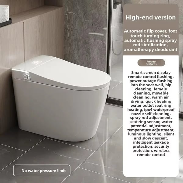 Smart toilet - Integreret bidettoilet - Opvarmet sæde - Automatisk låg - Dobbelt skyl 3,0–6,0 l - S-lås 305 mm - Aflang keramik - Fjernbetjening