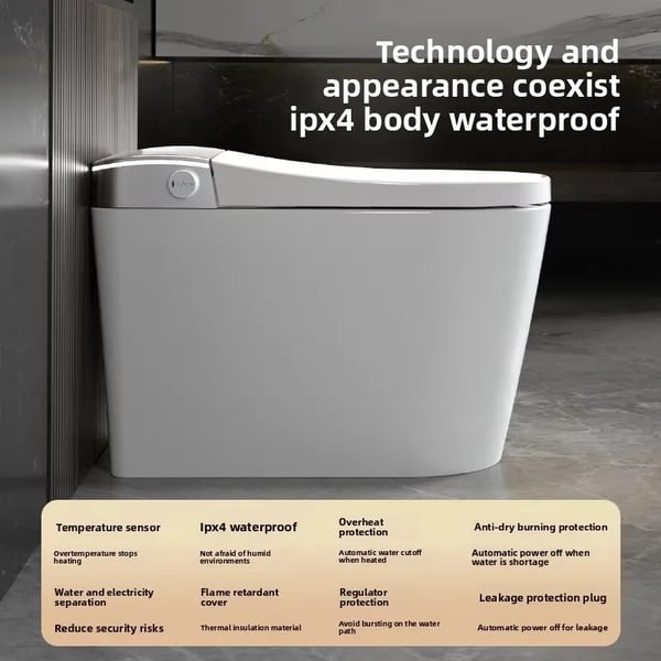 Smart toilet - Integreret bidettoilet - Opvarmet sæde - Automatisk låg - Dobbelt skyl 3,0–6,0 l - S-lås 305 mm - Aflang keramik - Fjernbetjening
