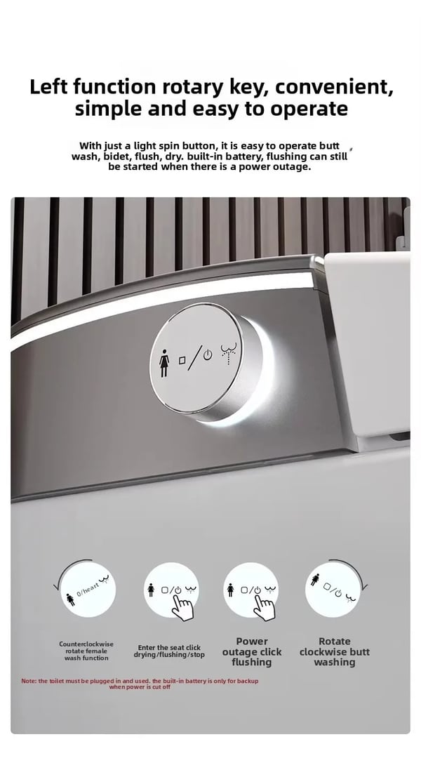 Smart toilet - Integreret bidettoilet - Opvarmet sæde - Automatisk låg - Dobbelt skyl 3,0–6,0 l - S-lås 305 mm - Aflang keramik - Fjernbetjening