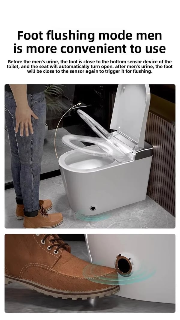 Smart toilet - Integreret bidettoilet - Opvarmet sæde - Automatisk låg - Dobbelt skyl 3,0–6,0 l - S-lås 305 mm - Aflang keramik - Fjernbetjening