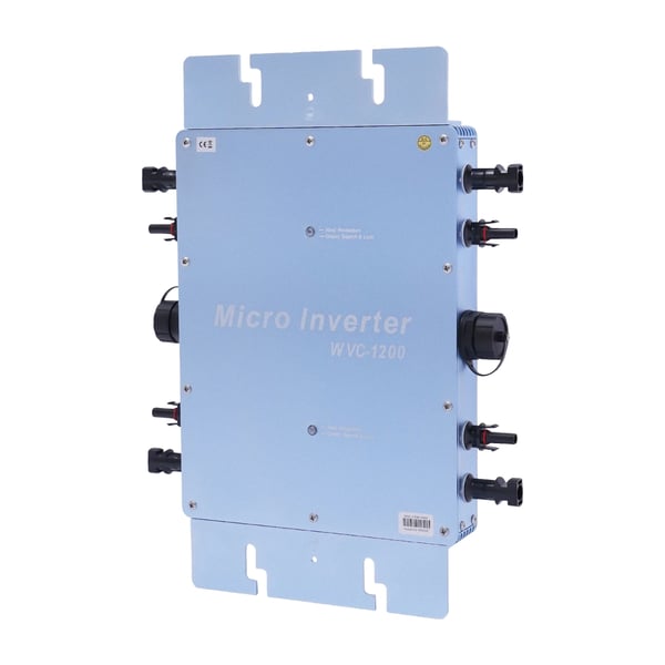 Solcelleinverter - Nettilsluttet mikroinverter - Effekt 1200W - Udgang 220V AC - Indgang 17–50V DC - Vandtæt - LCD-skærm - PLC, Maks 6/fase