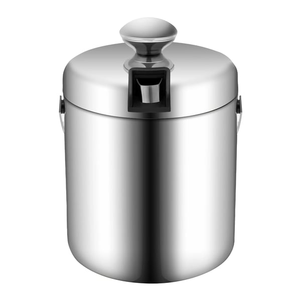 Jääämpäri-setti - Juomajäähdytin - Kaksiseinäinen 1 cm eristetty - Ruostumaton teräs - Tilavuus 1,3 l - Mitat 14×22,5 cm - Pihdit, siivilä, kansi