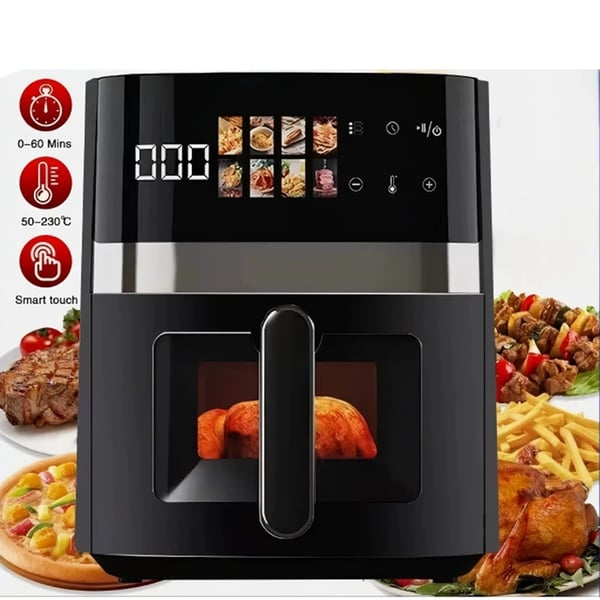 Airfryer - 5,5 L - 1500 W - Inspektionsvindue - Touchscreen - 8 forudindstillinger - EU-stik - Sort