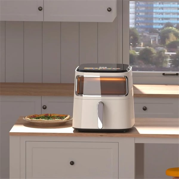 Airfryer Varmluftsfriture - 6,5 L - Vindue - Hurtig Varmluftscirkulation - Touchskærm - 8 Forudindstillede Programmer - EU-stik 110 V - Hvid