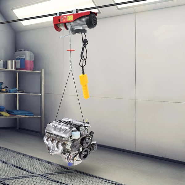 Elektrisk talje/elspil - Kabelbetjening - 220 V 50 Hz - 1300 W - 800/400 kg løftekapacitet - Løftehøjde 6/12 m - EU-stik - Rød
