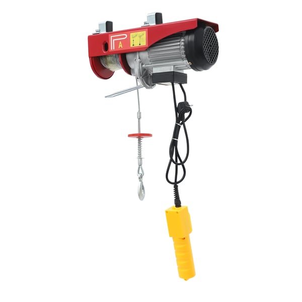Elektrisk talje/elspil - Kabelbetjening - 220 V 50 Hz - 1300 W - 800/400 kg løftekapacitet - Løftehøjde 6/12 m - EU-stik - Rød