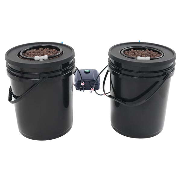 Hydroponisk dyrkningssystem - Plantespande - Sæt med 2 med drypvandingssæt - 19 L (5 gallon) - 30x38 cm - Sort