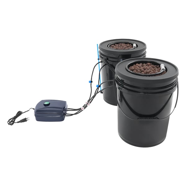 Hydroponisk dyrkningssystem - Plantespande - Sæt med 2 med drypvandingssæt - 19 L (5 gallon) - 30x38 cm - Sort
