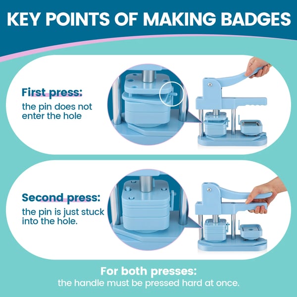 Badgemaskin/knappmaskin - Fyrkantig knapp-press - Form 5 × 5 cm - Paket med 100 set - DIY fotobadge - Blå