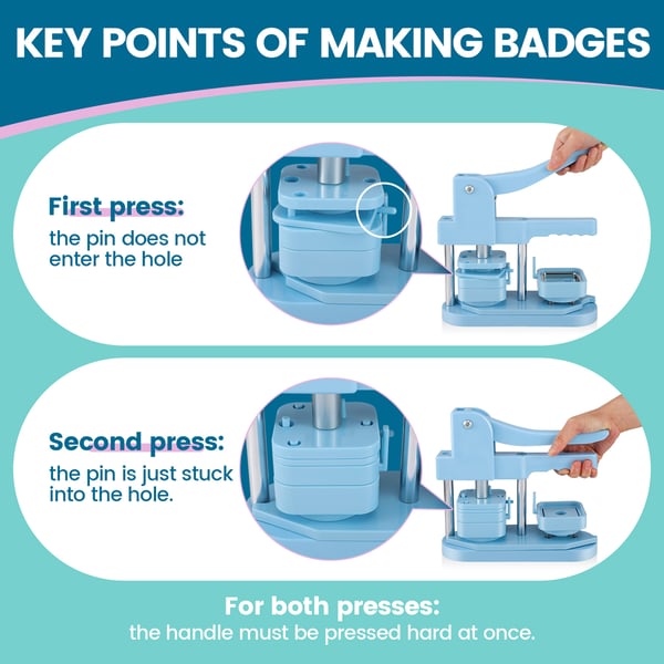 Badgemaskin/knappmaskin - Fyrkantig knapp-press - Form 5 × 5 cm - Paket med 100 set - DIY fotobadge - Blå