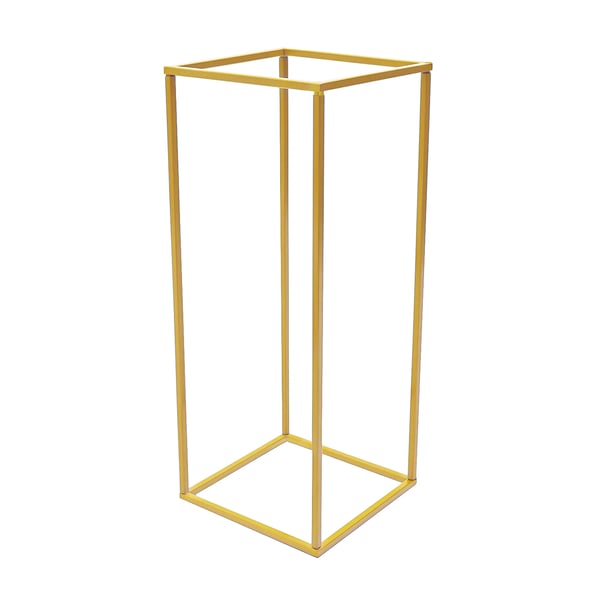 Bryllupsdekoration - Blomsterstander - Rektangulær - Sæt Med 4 - Metal - Højde 60 cm - Bund 24×24 cm - Borddekoration - Guld