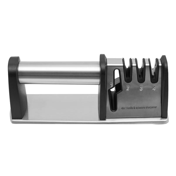 Knivsliber - 4-trins Slibeværktøj - Til knive og sakse - Keramik/Diamant/Wolframstål - Rustfrit stål - Str. M